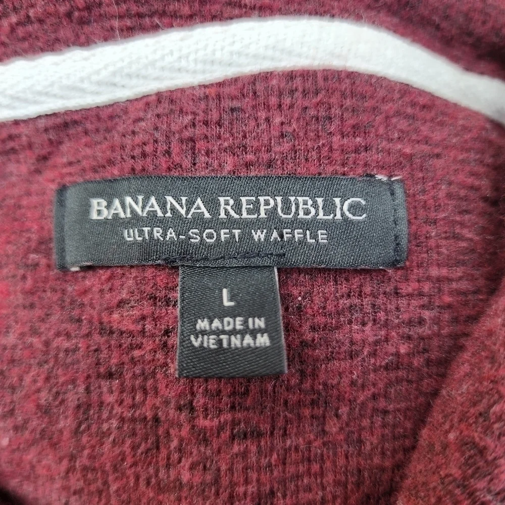 Banana Republic Ultra Soft Waffle Knit Sweater Collared Neck Maroon Men's Large
